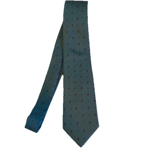 Christian Dior 1990's Vintage All Silk Paris New York Tie Green Geometric New - Picture 9 of 10